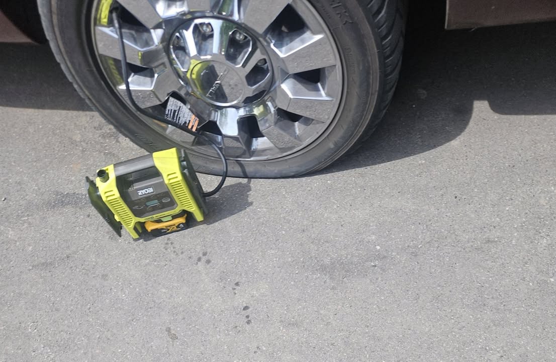 And we’re back down with a flat tire 😂 We’ll get it…