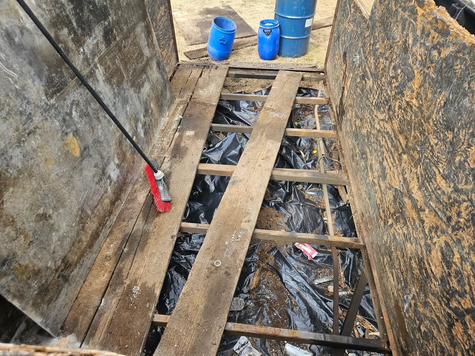 Got our lead mechanic and partner ripping up and replacing the floor…