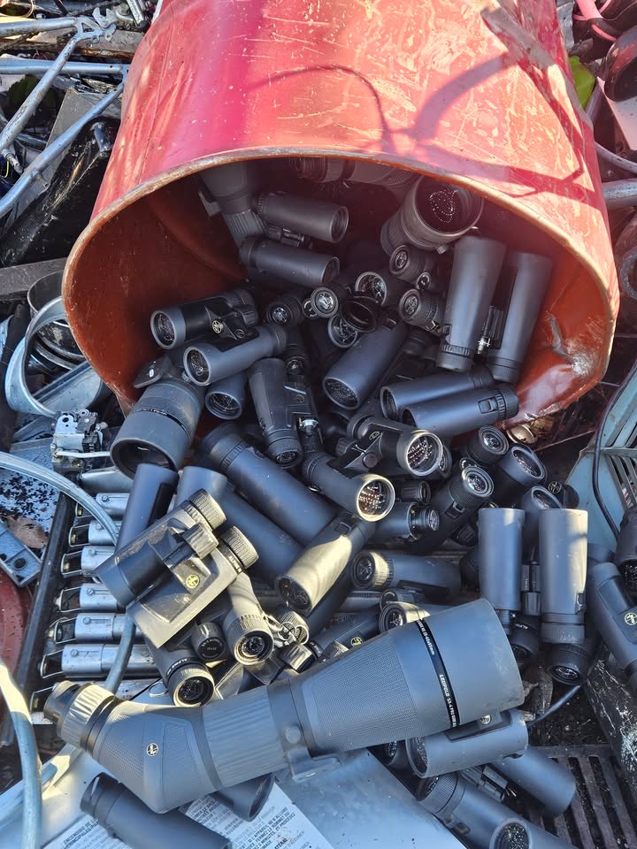 A barrel full of Leupold Optics at the scrapyard must be warranties…