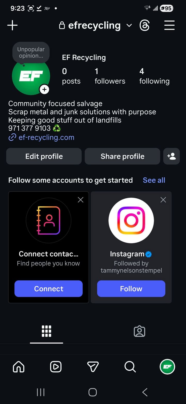 Well, I created an Instagram for EF and got one follower, so…